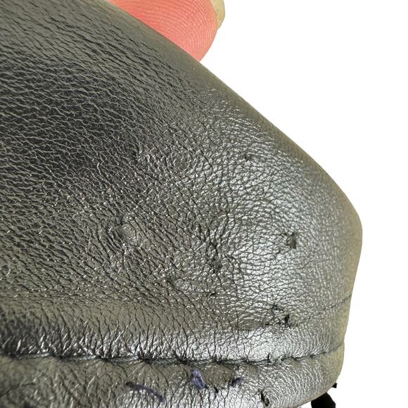 Vintage Gino di Giorgio Black Leather Button Up Trench Coat Size L - Picture 10 of 14